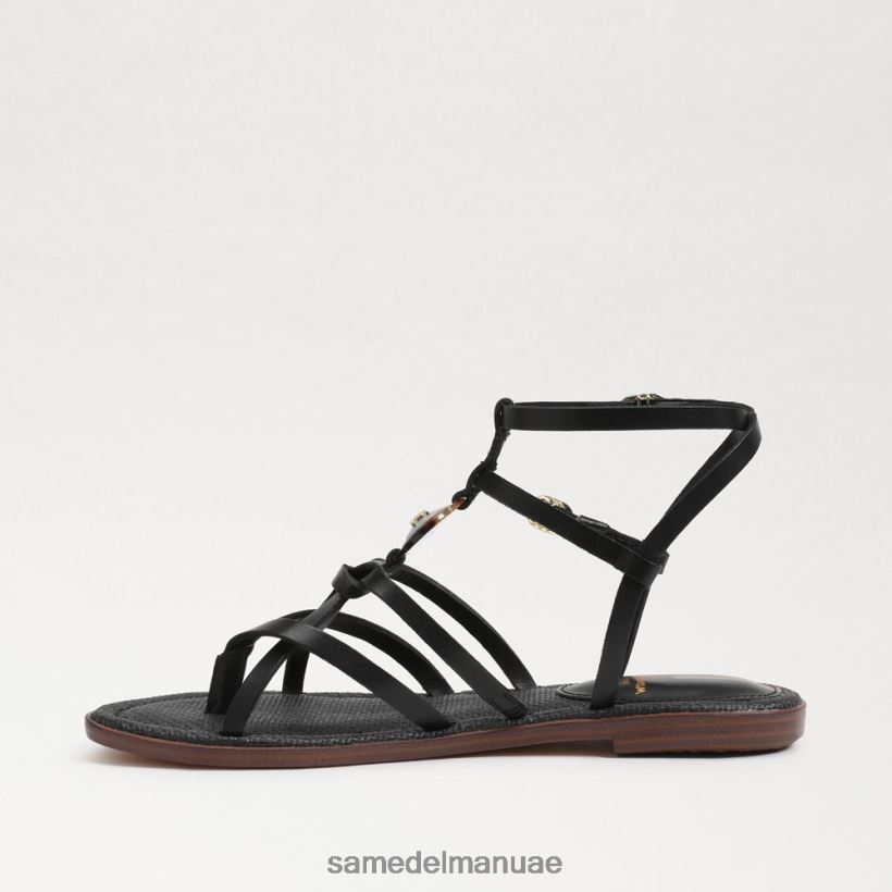 جلد أسود أحذية Sam Edelman نحيف جوين المصارع صندل 246L6T248