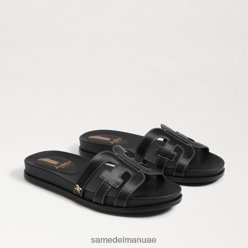 جلد أسود أحذية Sam Edelman نحيف صندل منزلق من نيتي 246L6T274