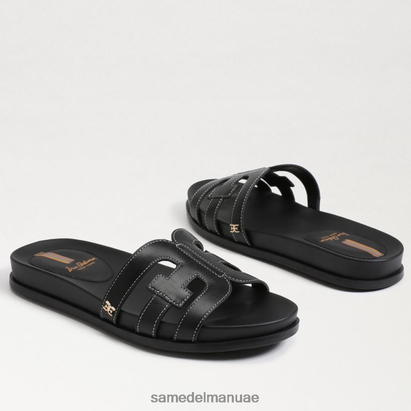 جلد أسود أحذية Sam Edelman نحيف صندل منزلق من نيتي 246L6T274