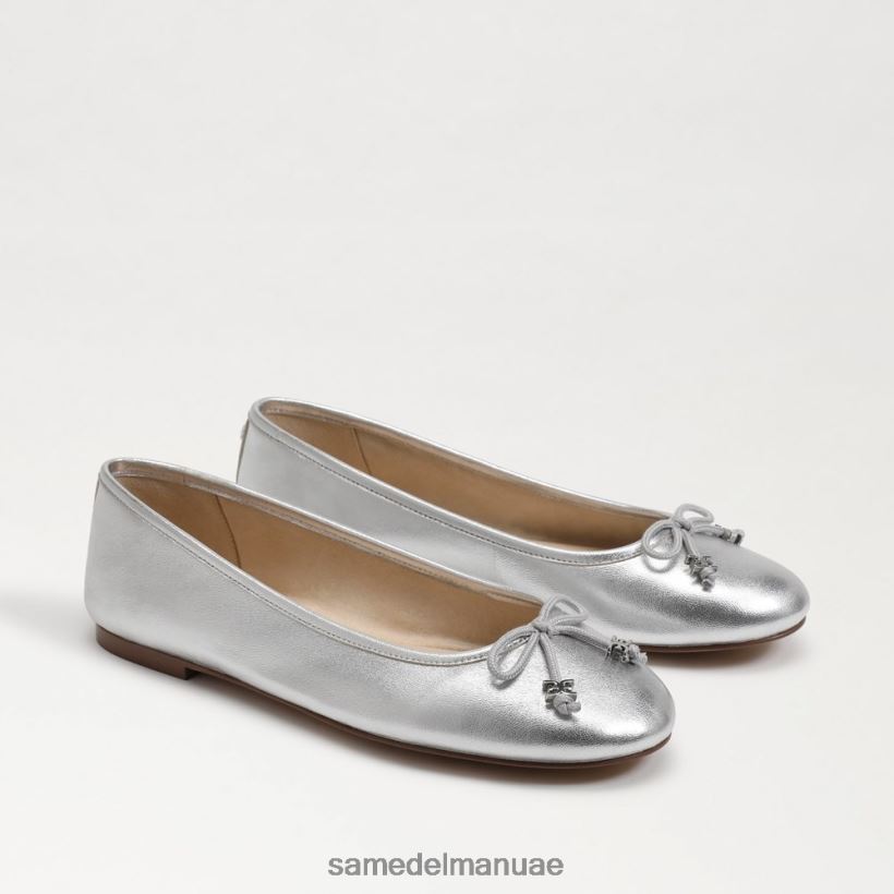 الفضة الناعمة أحذية Sam Edelman نحيف شقة باليه فاخرة من فيليسيا 246L6T290
