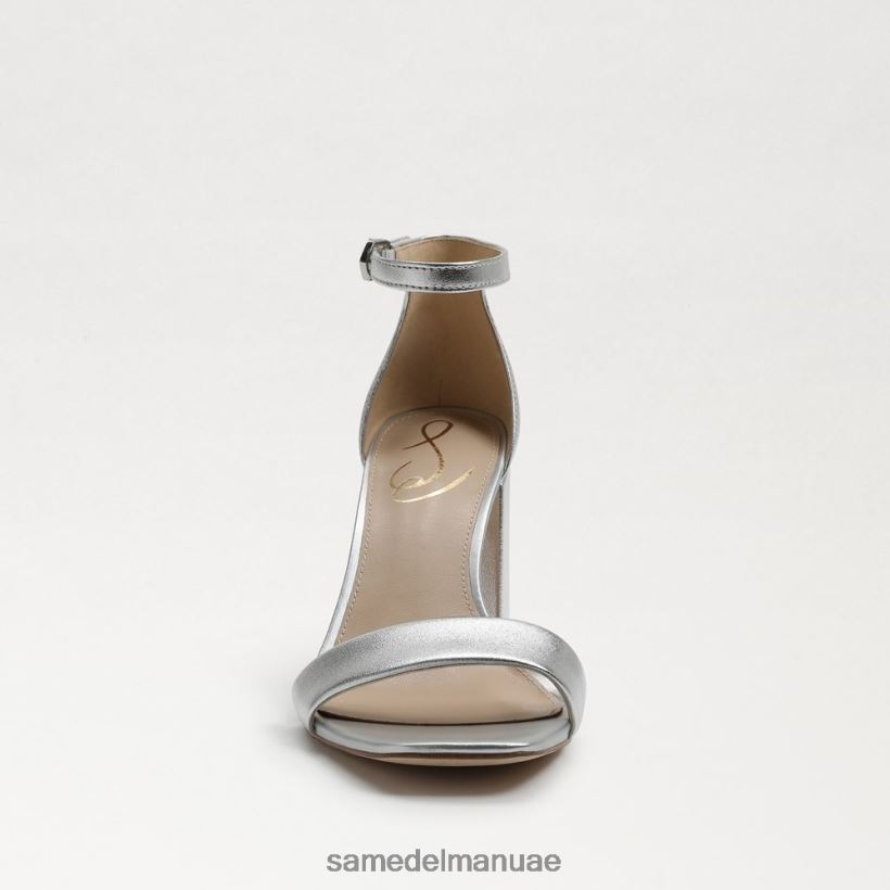جلد معدني فضي أحذية Sam Edelman نحيف صندل دانييلا بكعب عريض 246L6T298