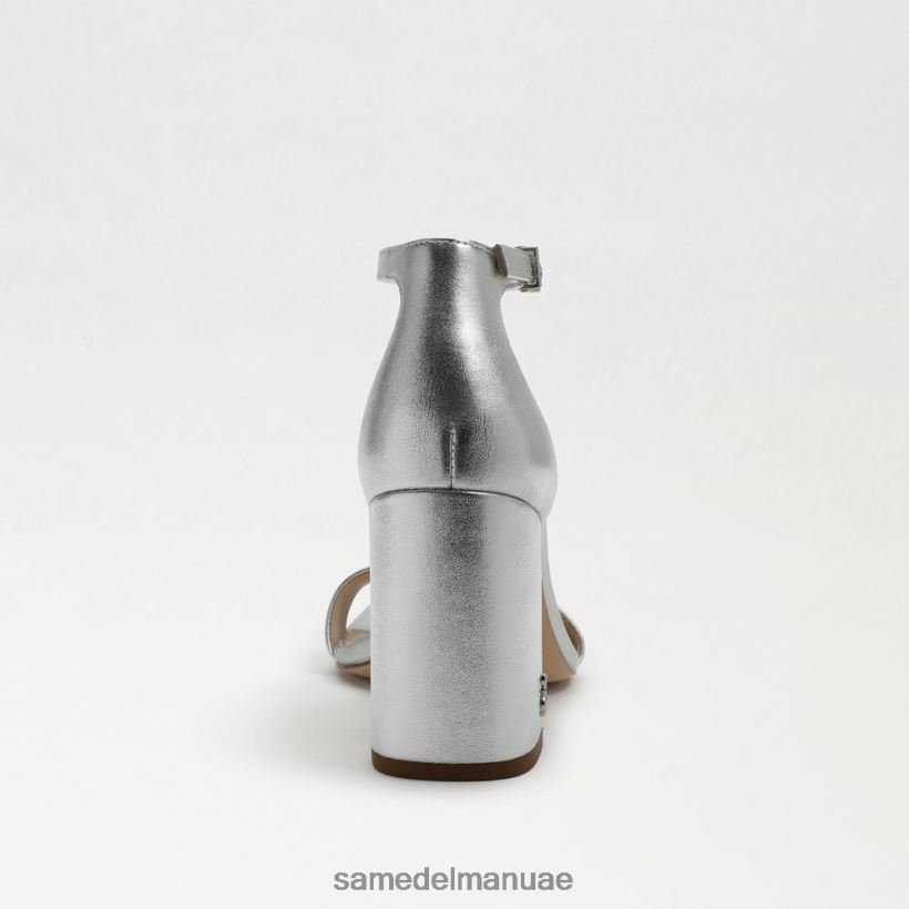 جلد معدني فضي أحذية Sam Edelman نحيف صندل دانييلا بكعب عريض 246L6T298