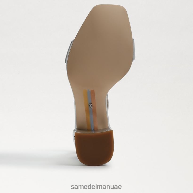 جلد معدني فضي أحذية Sam Edelman نحيف صندل دانييلا بكعب عريض 246L6T298