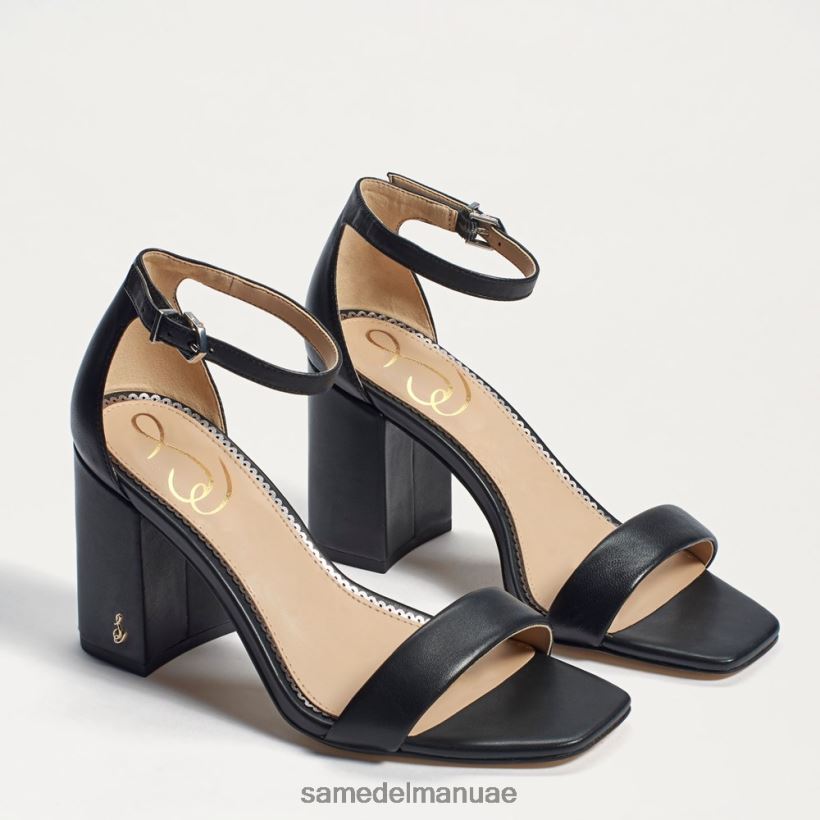 جلد أسود أحذية Sam Edelman نحيف صندل دانييلا بكعب عريض 246L6T299