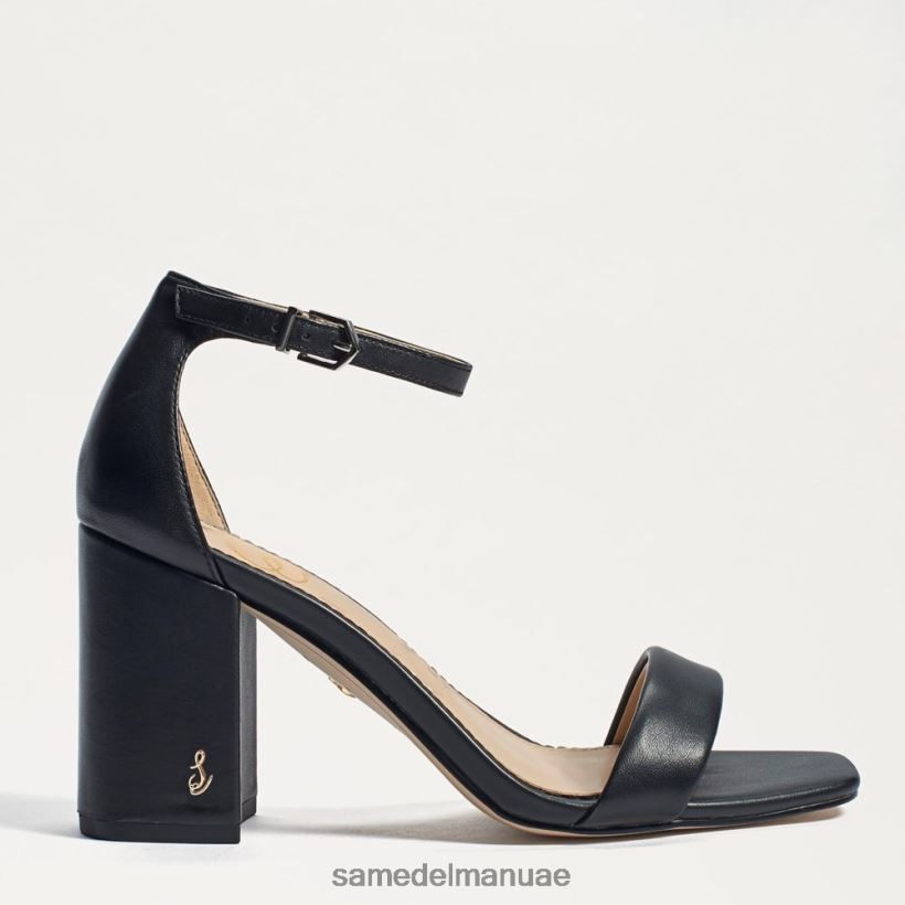 جلد أسود أحذية Sam Edelman نحيف صندل دانييلا بكعب عريض 246L6T299
