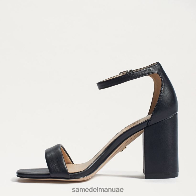 جلد أسود أحذية Sam Edelman نحيف صندل دانييلا بكعب عريض 246L6T299