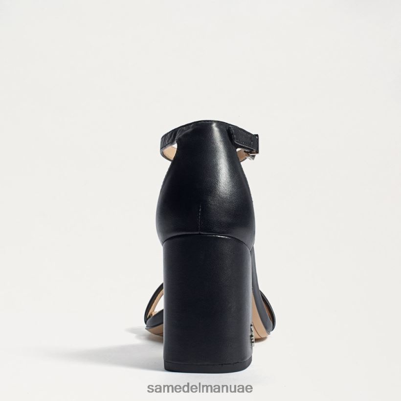 جلد أسود أحذية Sam Edelman نحيف صندل دانييلا بكعب عريض 246L6T299