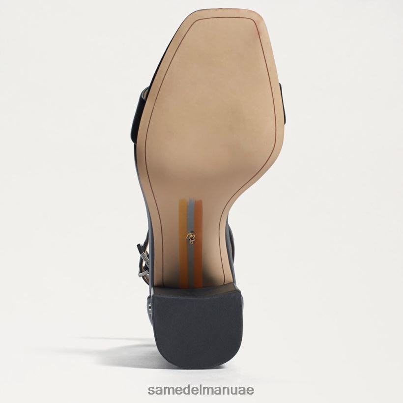 جلد أسود أحذية Sam Edelman نحيف صندل دانييلا بكعب عريض 246L6T299
