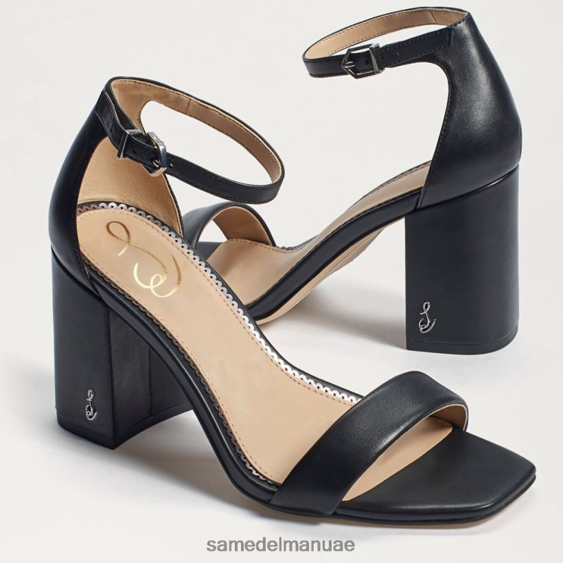 جلد أسود أحذية Sam Edelman نحيف صندل دانييلا بكعب عريض 246L6T299