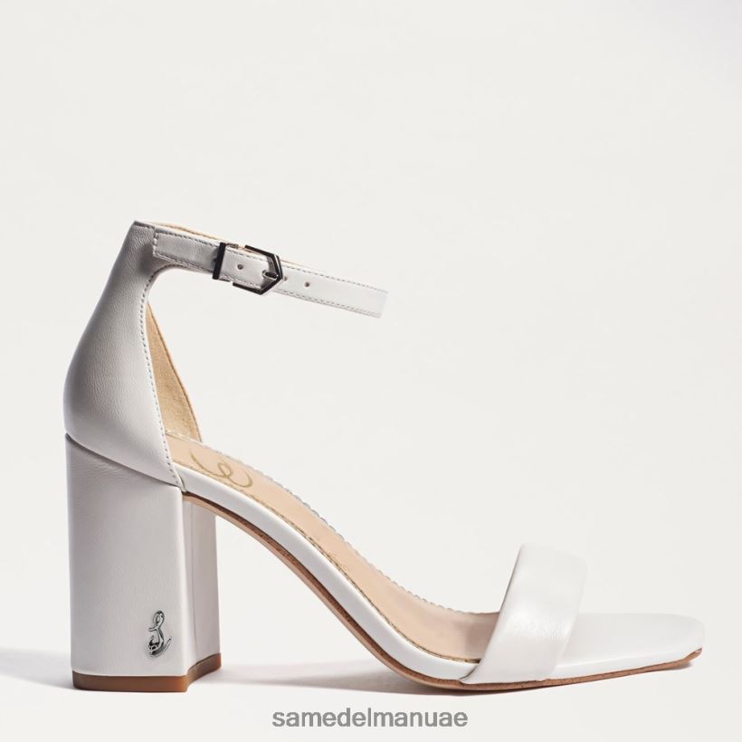 جلد أبيض مشرق أحذية Sam Edelman نحيف صندل دانييلا بكعب عريض 246L6T300
