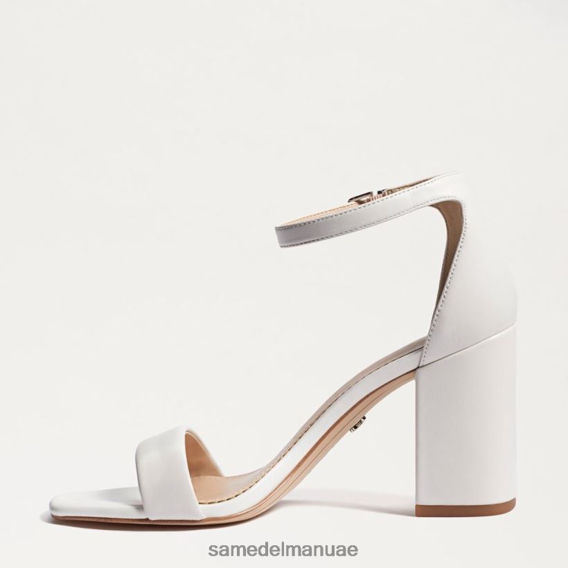 جلد أبيض مشرق أحذية Sam Edelman نحيف صندل دانييلا بكعب عريض 246L6T300