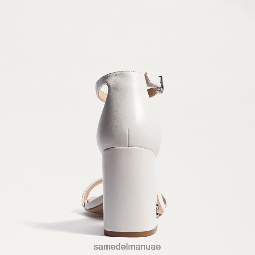 جلد أبيض مشرق أحذية Sam Edelman نحيف صندل دانييلا بكعب عريض 246L6T300