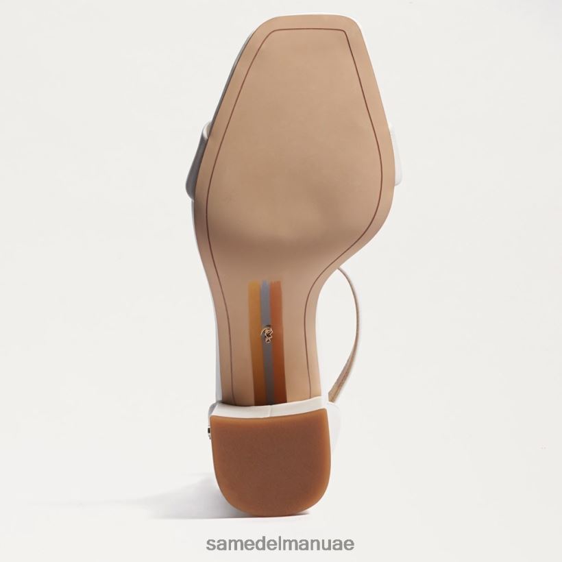 جلد أبيض مشرق أحذية Sam Edelman نحيف صندل دانييلا بكعب عريض 246L6T300