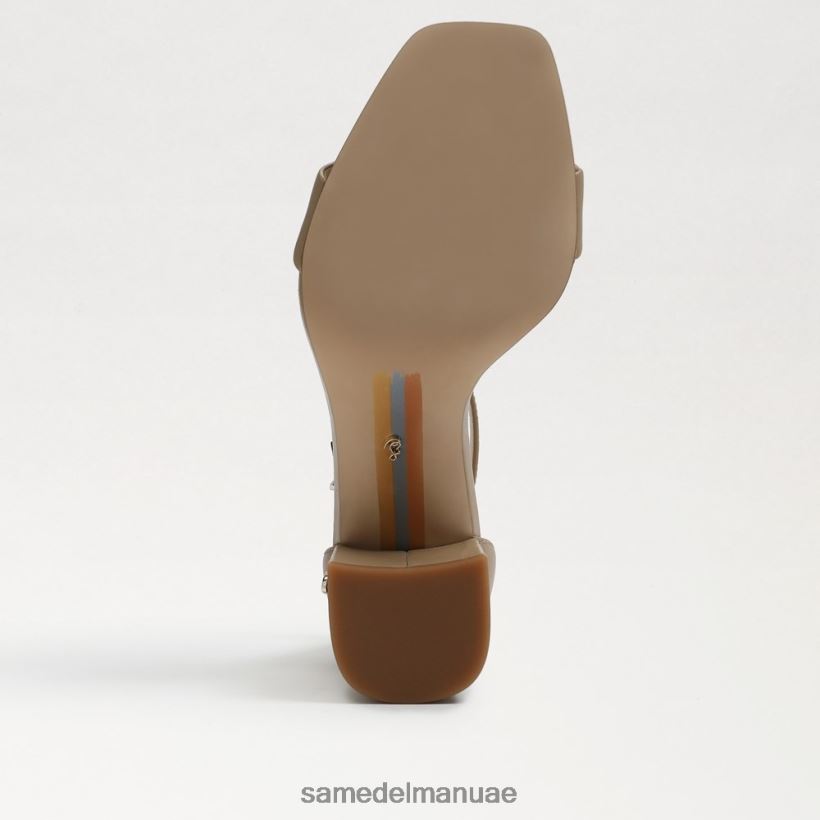 جلد بيج ناعم أحذية Sam Edelman نحيف صندل دانييلا بكعب عريض 246L6T301