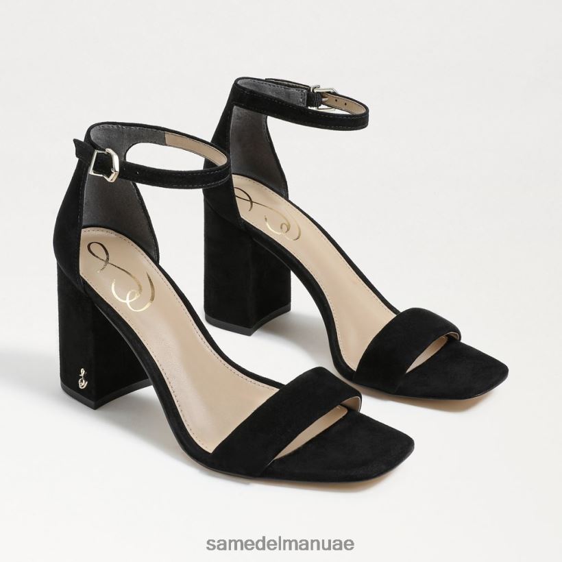 جلد الغزال الأسود أحذية Sam Edelman نحيف صندل دانييلا بكعب عريض 246L6T302