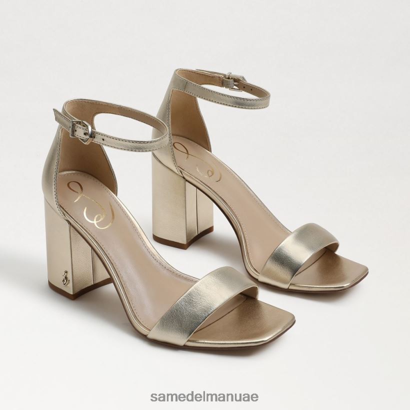جلد معدني ذهبي أحذية Sam Edelman نحيف صندل دانييلا بكعب عريض 246L6T304