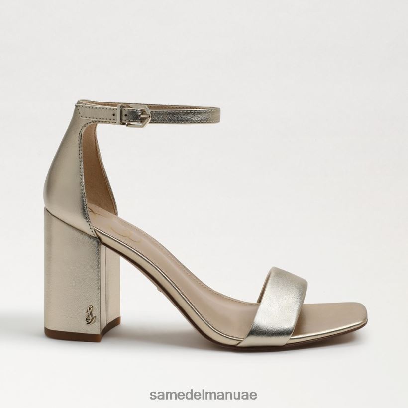 جلد معدني ذهبي أحذية Sam Edelman نحيف صندل دانييلا بكعب عريض 246L6T304
