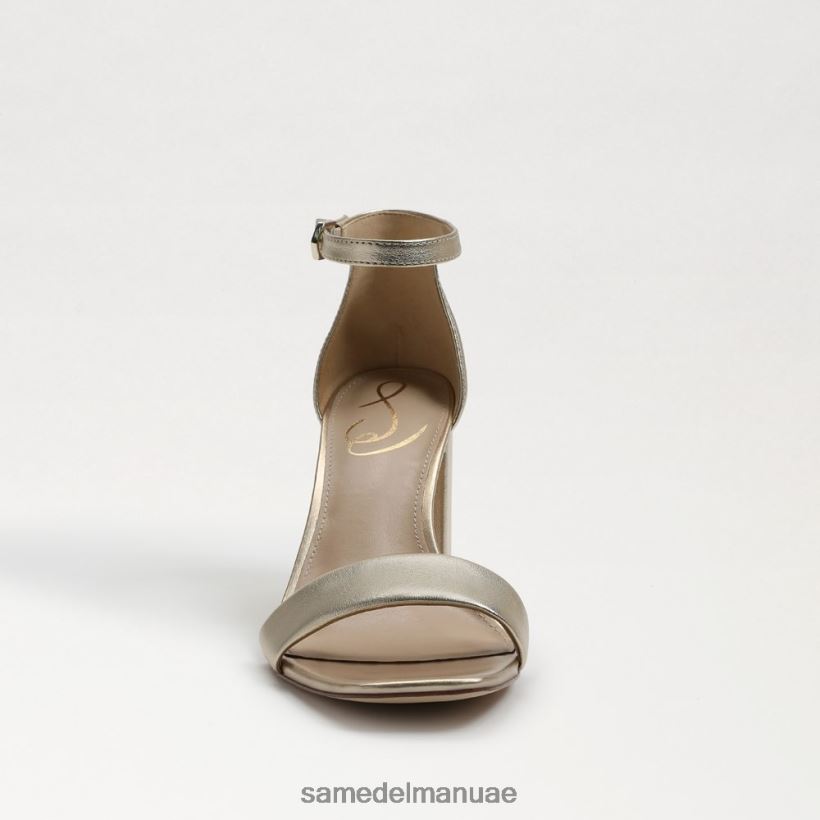 جلد معدني ذهبي أحذية Sam Edelman نحيف صندل دانييلا بكعب عريض 246L6T304