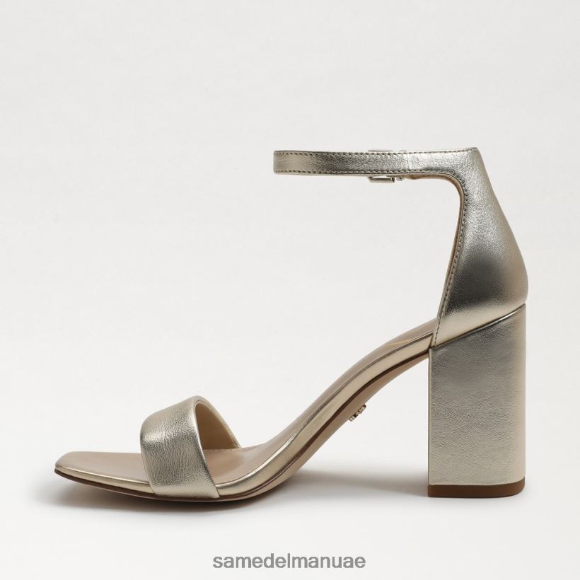 جلد معدني ذهبي أحذية Sam Edelman نحيف صندل دانييلا بكعب عريض 246L6T304