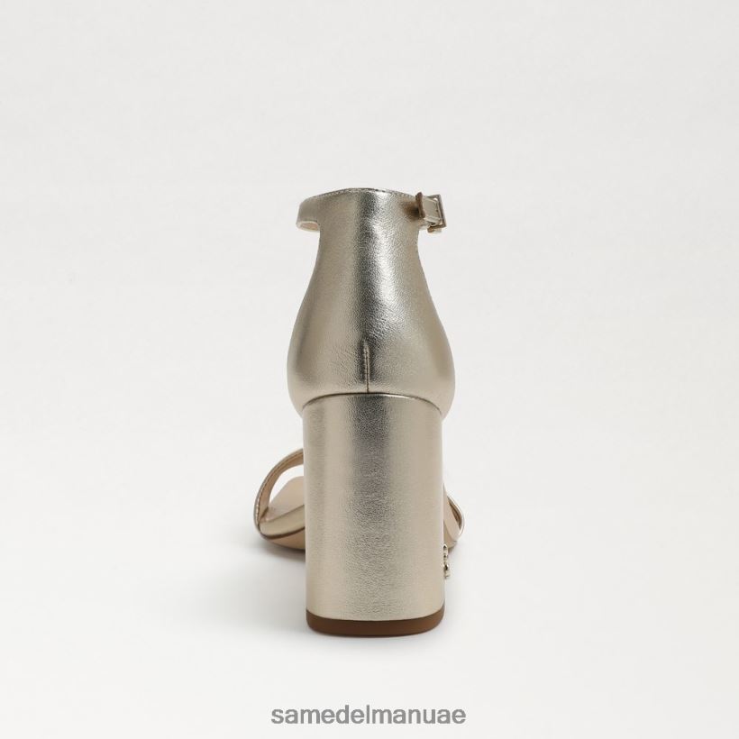 جلد معدني ذهبي أحذية Sam Edelman نحيف صندل دانييلا بكعب عريض 246L6T304
