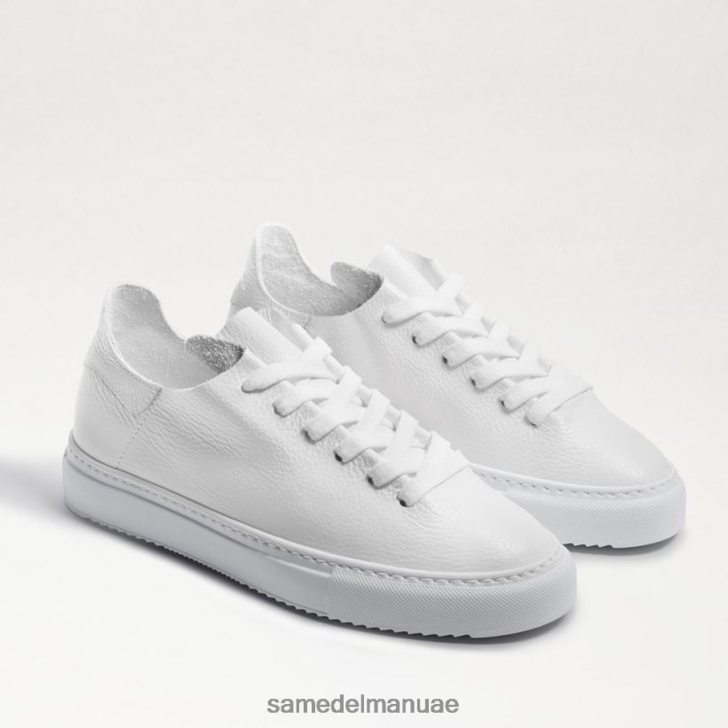 جلد أبيض أحذية Sam Edelman نحيف حذاء رياضي برباط الخشخاش 246L6T309