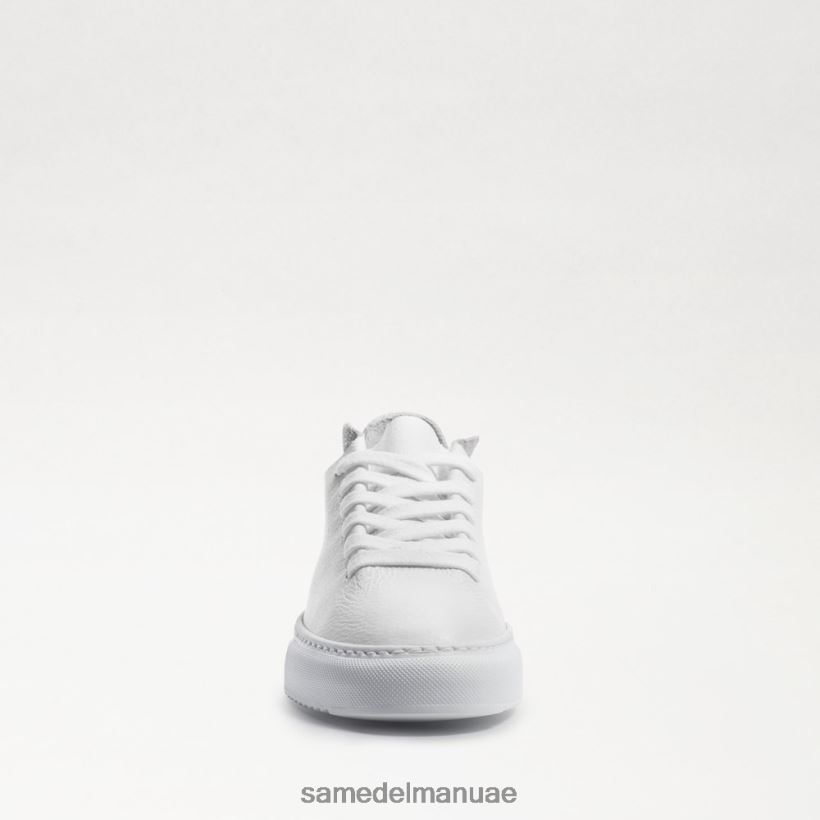 جلد أبيض أحذية Sam Edelman نحيف حذاء رياضي برباط الخشخاش 246L6T309
