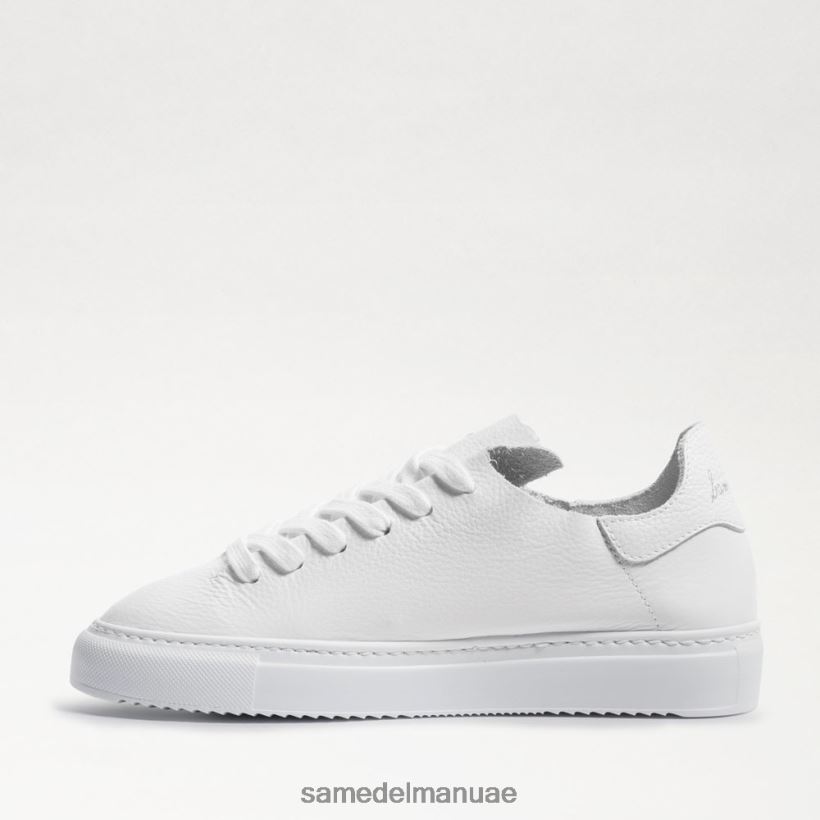 جلد أبيض أحذية Sam Edelman نحيف حذاء رياضي برباط الخشخاش 246L6T309