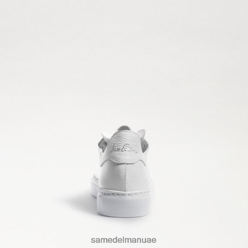 جلد أبيض أحذية Sam Edelman نحيف حذاء رياضي برباط الخشخاش 246L6T309