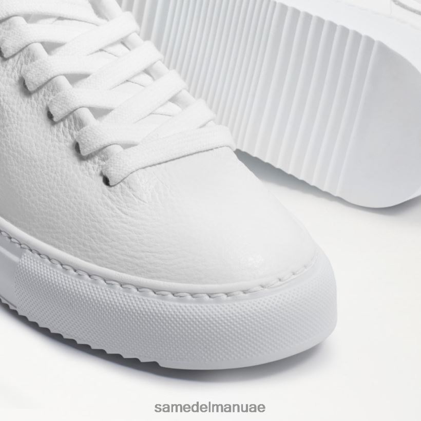جلد أبيض أحذية Sam Edelman نحيف حذاء رياضي برباط الخشخاش 246L6T309