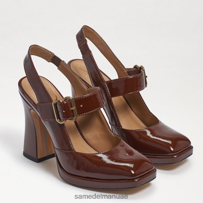براءة اختراع الكاكاو الدافئ أحذية Sam Edelman نحيف جيلدي كعب ماري جين 246L6T314