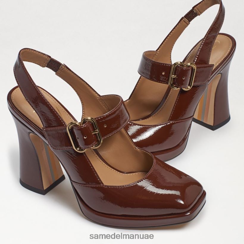 براءة اختراع الكاكاو الدافئ أحذية Sam Edelman نحيف جيلدي كعب ماري جين 246L6T314