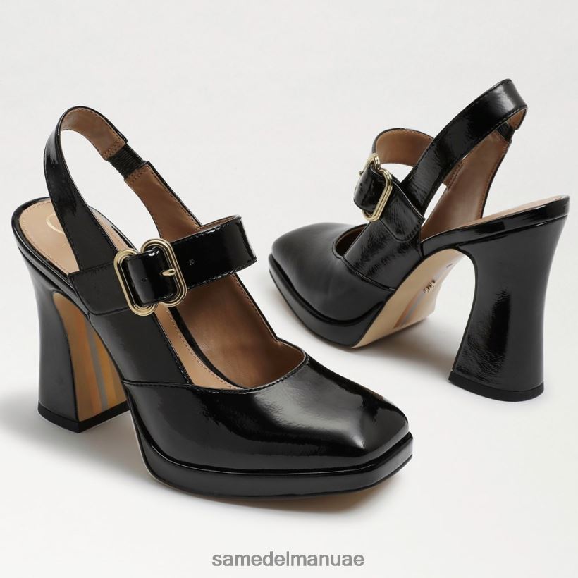 أسود براءة اختراع أحذية Sam Edelman نحيف جيلدي كعب ماري جين 246L6T316