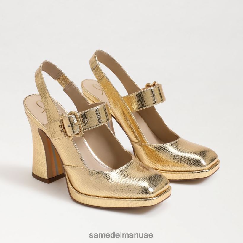 العنبر الذهب أحذية Sam Edelman نحيف جيلدي كعب ماري جين 246L6T317