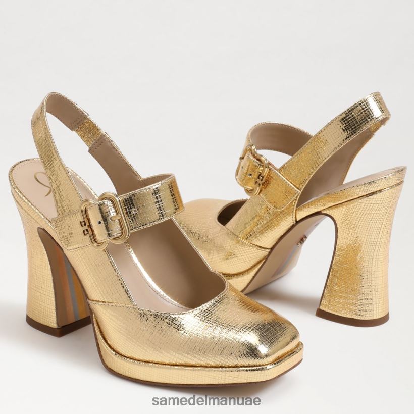 العنبر الذهب أحذية Sam Edelman نحيف جيلدي كعب ماري جين 246L6T317