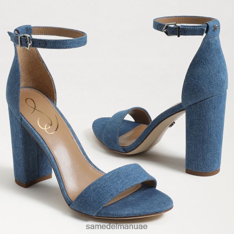 النيلي المغسول أحذية Sam Edelman نحيف صندل بكعب عريض من يارو 246L6T320