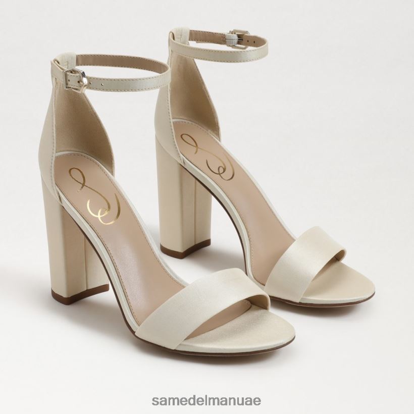 الحرير العاجي اللؤلؤي أحذية Sam Edelman نحيف صندل بكعب عريض من يارو 246L6T321
