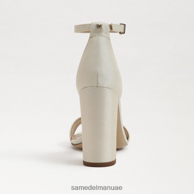 الحرير العاجي اللؤلؤي أحذية Sam Edelman نحيف صندل بكعب عريض من يارو 246L6T321