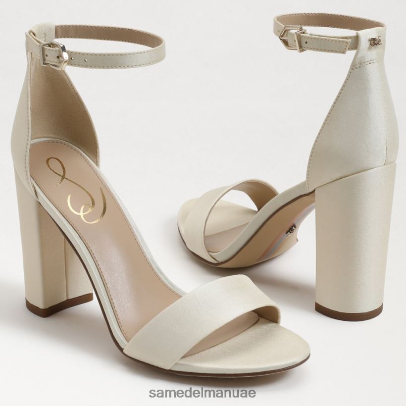 الحرير العاجي اللؤلؤي أحذية Sam Edelman نحيف صندل بكعب عريض من يارو 246L6T321