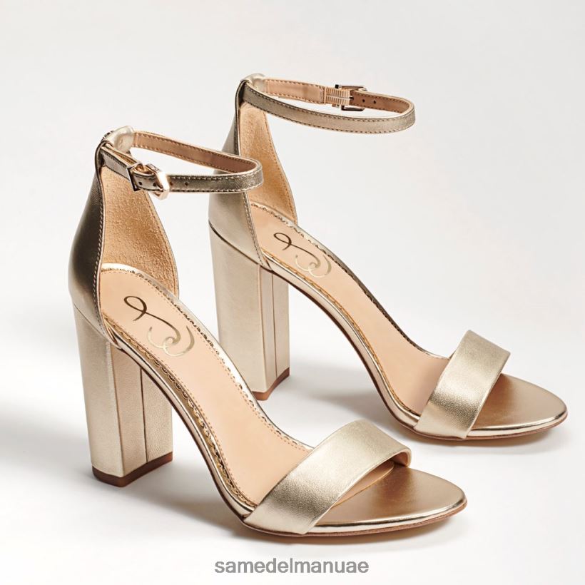 جلد ذهبي فاتح أحذية Sam Edelman نحيف صندل بكعب عريض من يارو 246L6T324