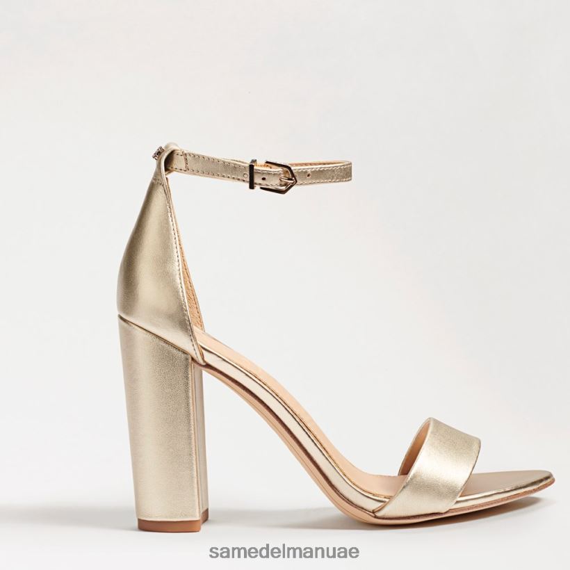 جلد ذهبي فاتح أحذية Sam Edelman نحيف صندل بكعب عريض من يارو 246L6T324