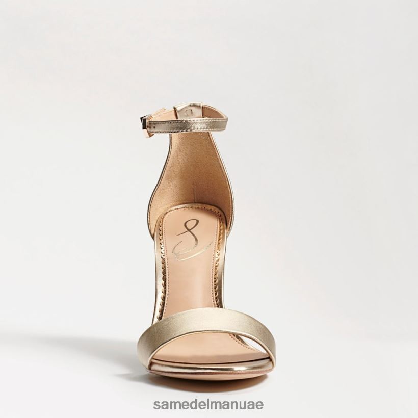 جلد ذهبي فاتح أحذية Sam Edelman نحيف صندل بكعب عريض من يارو 246L6T324