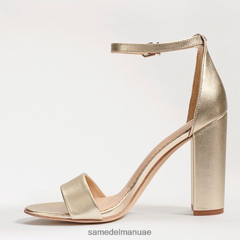 جلد ذهبي فاتح أحذية Sam Edelman نحيف صندل بكعب عريض من يارو 246L6T324