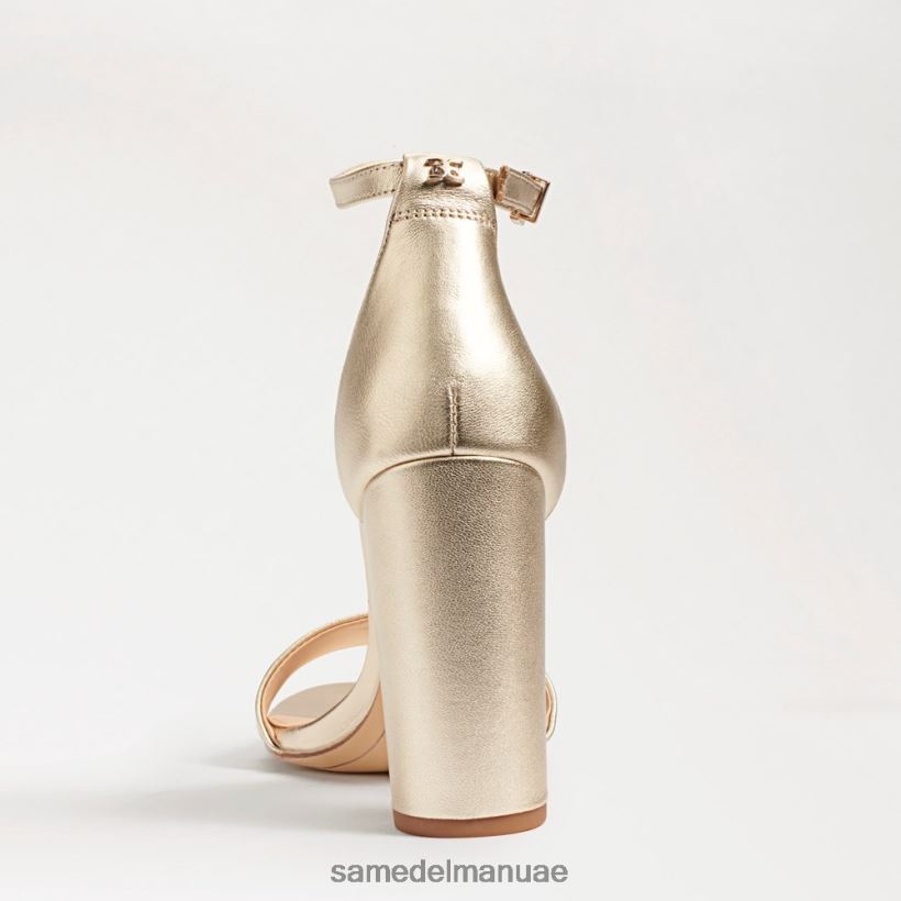 جلد ذهبي فاتح أحذية Sam Edelman نحيف صندل بكعب عريض من يارو 246L6T324