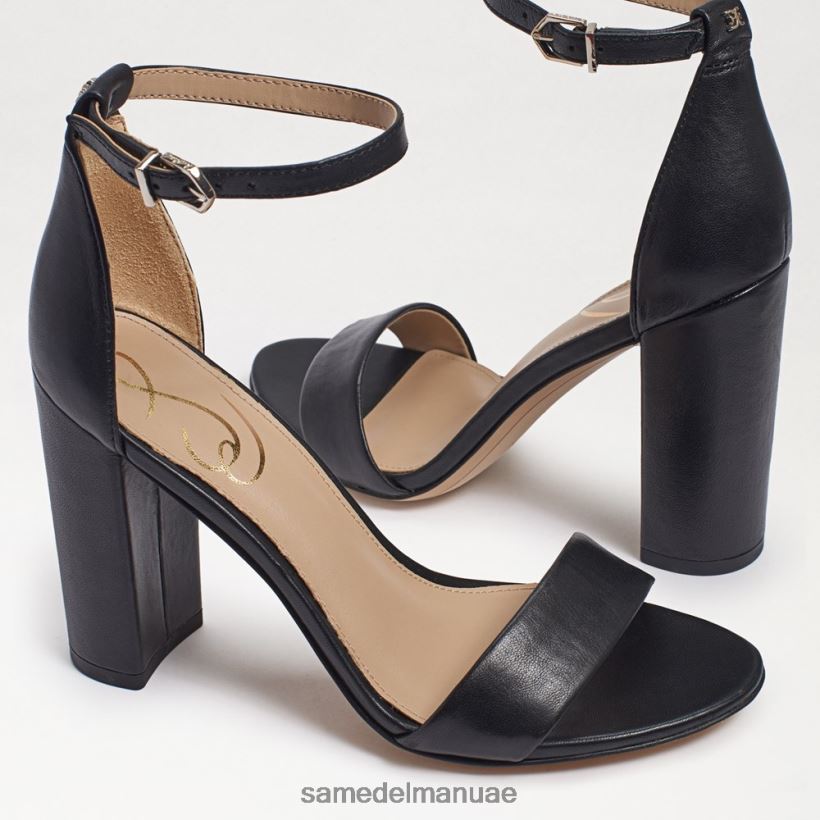 جلد أسود أحذية Sam Edelman نحيف صندل بكعب عريض من يارو 246L6T325