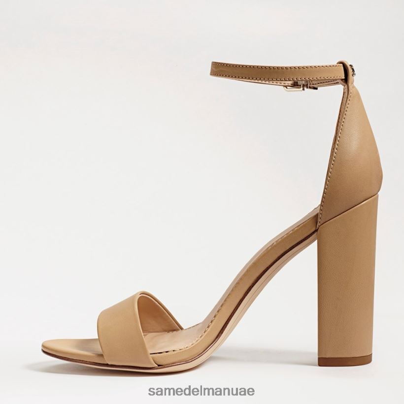 جلد بيج ناعم أحذية Sam Edelman نحيف صندل بكعب عريض من يارو 246L6T326