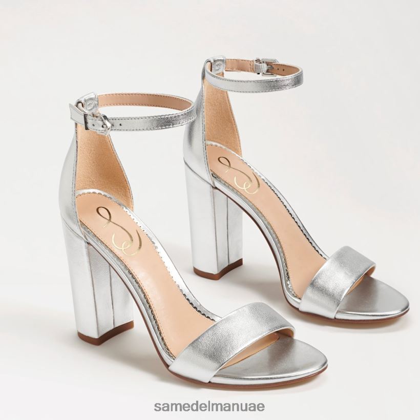 جلد فضي أحذية Sam Edelman نحيف صندل بكعب عريض من يارو 246L6T327
