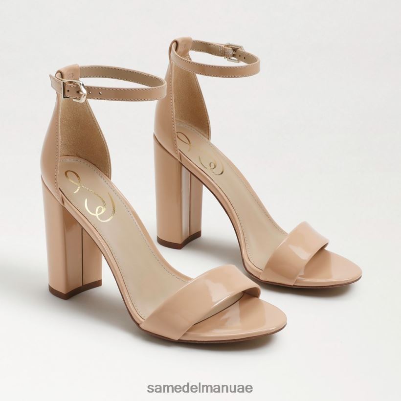 براءة اختراع أحمر الخدود البيج أحذية Sam Edelman نحيف صندل بكعب عريض من يارو 246L6T335