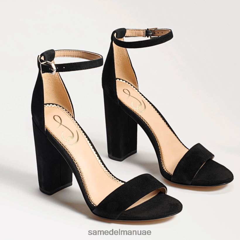جلد الغزال الأسود أحذية Sam Edelman نحيف صندل بكعب عريض من يارو 246L6T338