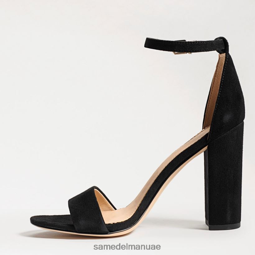 جلد الغزال الأسود أحذية Sam Edelman نحيف صندل بكعب عريض من يارو 246L6T338