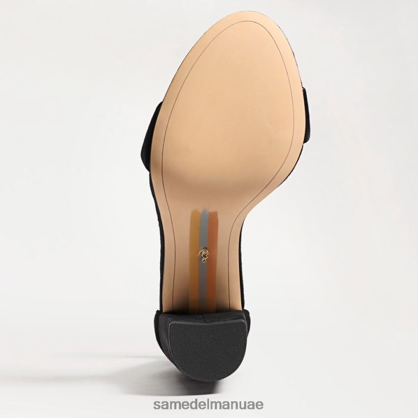 جلد الغزال الأسود أحذية Sam Edelman نحيف صندل بكعب عريض من يارو 246L6T338